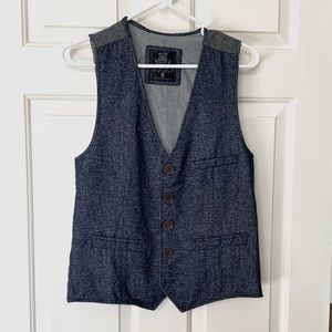 XIOS New York Two Tone Blue and Gray Button Up Unisex Vest Size Small